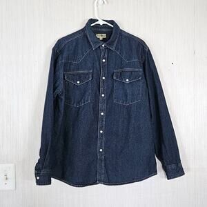 Turtle Bay Men's Pearl Snap Front Shirt Denim Western - size M - EUC